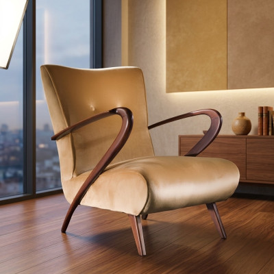 Silla de salón estudio madera lujo muebles diseñador sillas de madera relax nuevo.