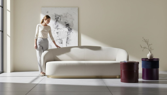 Sofá de tres plazas diseño muebles de lujo de madera blanco diseño muebles de Italia clásico.