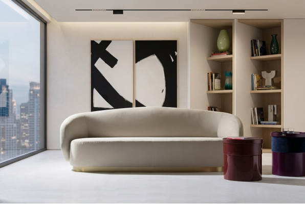 Sofá de tres plazas diseño muebles de lujo de madera blanco diseño muebles de Italia clásico.