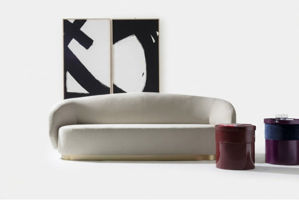 Sofá de tres plazas diseño muebles de lujo de madera blanco diseño muebles de Italia clásico.
