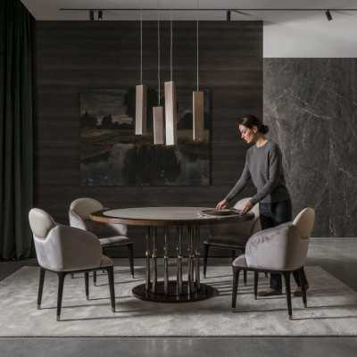 Grupo de sillas Conjunto Textil Tela Madera Sillas de comedor tapizadas 4 sillas
