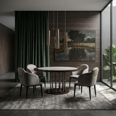 Grupo de sillas Conjunto Textil Tela Madera Sillas de comedor tapizadas 4 sillas
