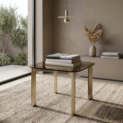 Metal de vidrio mesa auxiliar vintage de metal italiano para salón de muebles nuevos.