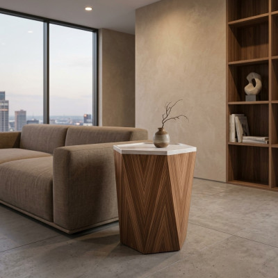Mesa de centro sala de estar Diseño Mesas Muebles Mesa Lujo Mesa auxiliar Madera Mármol