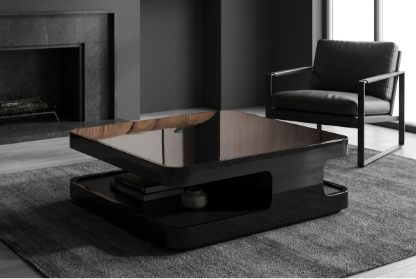 Mesa de café Diseño Mesa de centro Madera Cristal Mesa Sala de estar Mesas de centro Italia Nuevo
