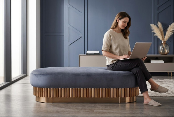 Asiento cojín banco cojín asiento taburete banco tela madera estilo diseñador reposapiés