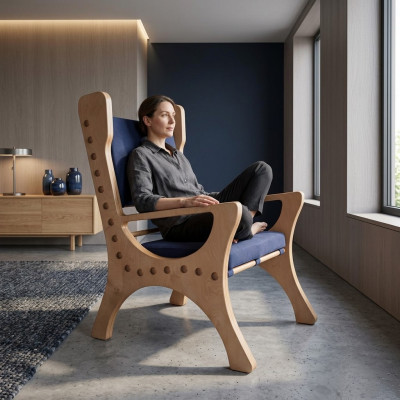 Silla de comedor de una sola plaza, sillón de madera de lujo de estilo barroco rococó, nuevo.
