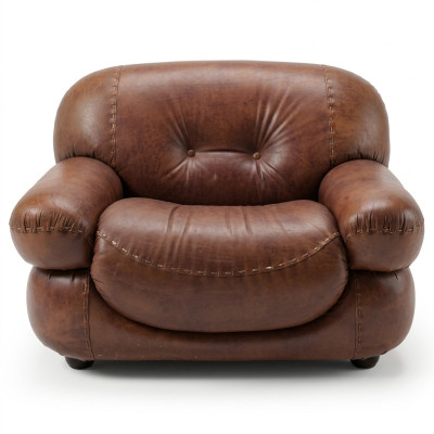 Sillón de cuero vintage sala de estar Cuero real Tapizado Televisión Muebles italianos Nuevos