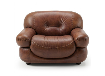 Sillón de cuero vintage sala de estar Cuero real Tapizado Televisión Muebles italianos Nuevos