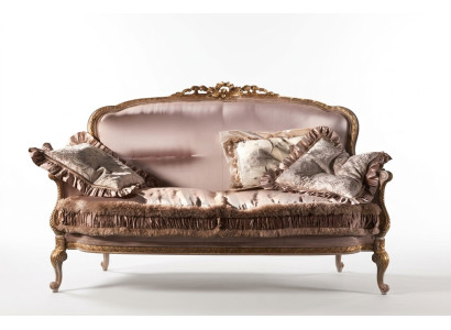 Sofá de 2 plazas de madera con tapizado, muebles de sofá de diseño italiano nuevos.