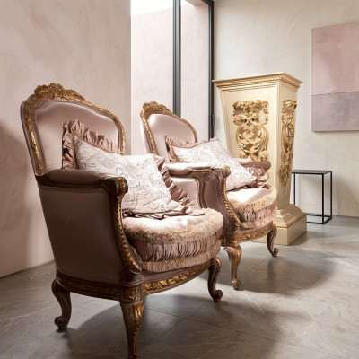 Silla Sillón Silla de lectura Sillón de orejas Sofá de lujo Tapizado Muebles italianos