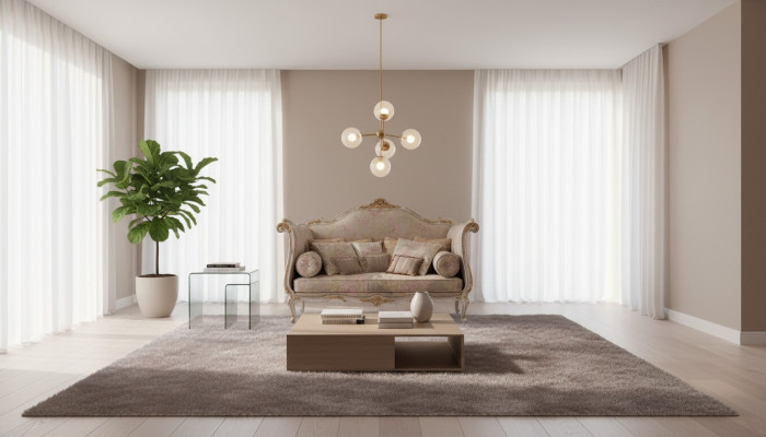 Sofá de diseñador Muebles Sofás de 4 plazas Tapizado Cuatro plazas Sofá de tela Acolchado Muebles