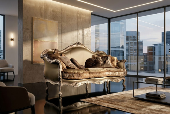 Sofá de 3 plazas para la sala de estar Sofá Muebles de madera Senator Sofá Muebles Silla