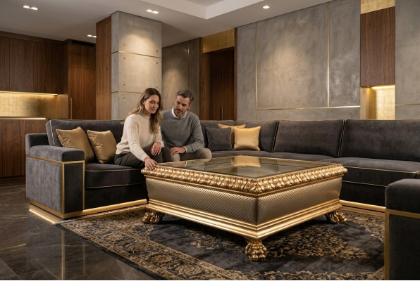 Mesa de centro de diseño Muebles Estilo Barroco Madera Mesa italiana Mesas Mesas de centro