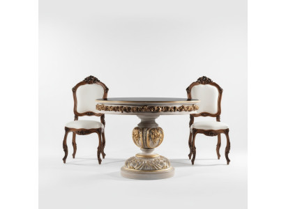 Mesa de comedor Mesas Redondo Muebles Mesa de comedor Lujo Redondo Mesa Madera maciza Italia Barroco