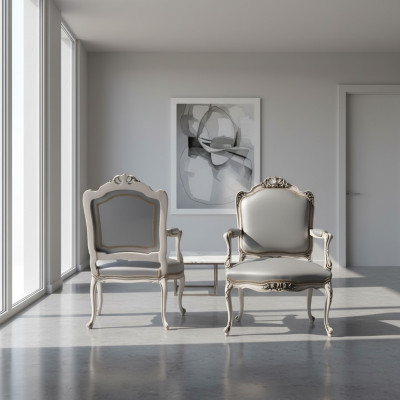 Sillón clásico barroco rococó italiano de madera de una plaza nuevo