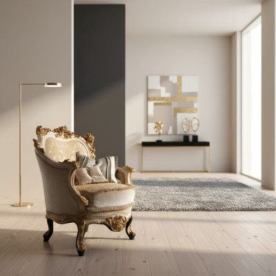 Silla Biblioteca Silla de Lectura Orejera Sofá Tapizado Muebles Italianos de Lujo