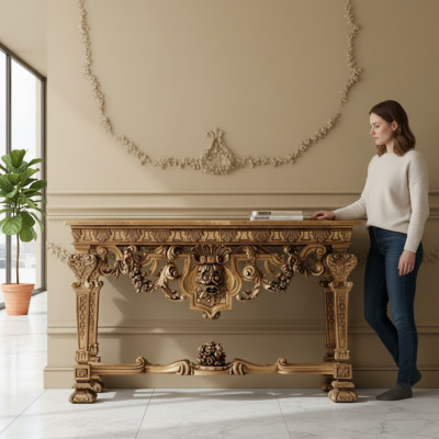 Mesa de consola Muebles madera Consola italiana Cómoda de consola Mesas de consola Madera maciza Tabla