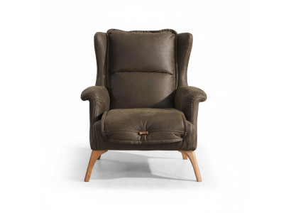 Sillón de orejas suave sofá butaca de una plaza mueble sofá imitación cuero negro