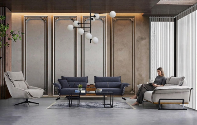 Conjunto de sofá de lujo de estilo italiano Muebles de 3 piezas con sofá