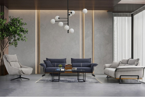 Conjunto de sofá de lujo de estilo italiano Muebles de 3 piezas con sofá