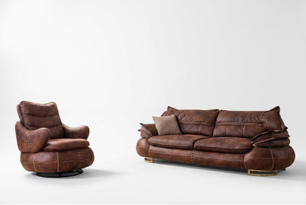 Lujo US Western Conjunto de sofás Sofá Loft Muebles 3 + 1 Plaza Sofá Sillón 2 piezas. Nuevo