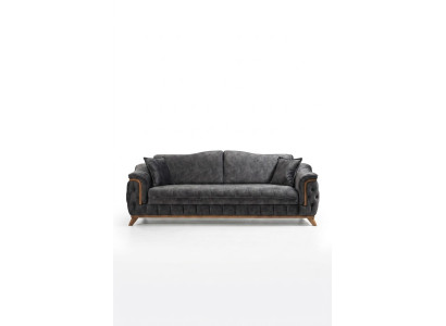 Sofa 3 Sitzer Sofas Sitz Stoff Schwarze Textil Polster Wohnzimmer Textil 3er Neu