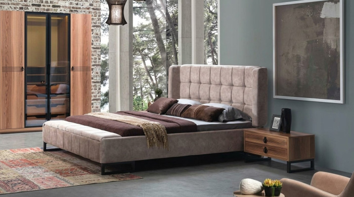 Cama cama doble camas muebles mobiliario dormitorio diseño tela