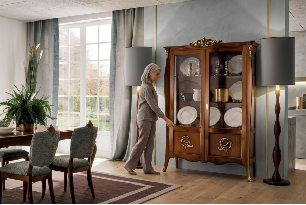 Vitrina Cristal Armario Cómoda Armarios Muebles Italia Madera Estilo Barroco Vitrinas