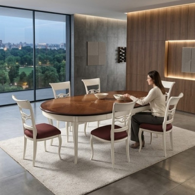 Mesa clásica de madera Mesa barroca Rococó Comedor Mesa real Mesas