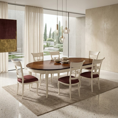 Mesa clásica de madera Mesa barroca Rococó Comedor Mesa real Mesas
