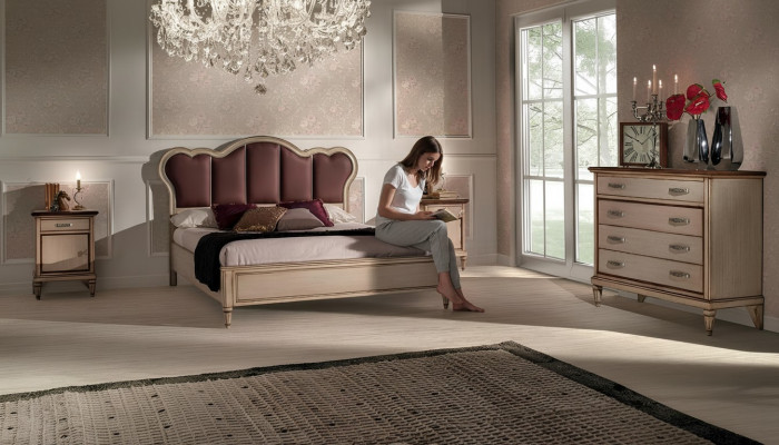 Cama mesita de noche cómoda conjunto de dormitorio de diseño clásico de lujo camas nuevas