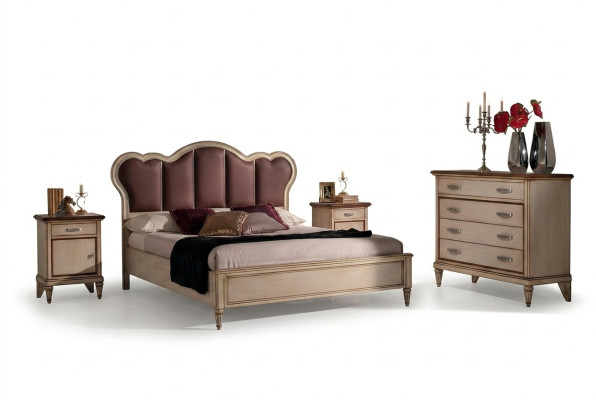 Cama mesita de noche cómoda conjunto de dormitorio de diseño clásico de lujo camas nuevas
