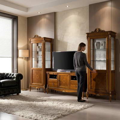 Sala de estar 2x vitrina Salón Armarios Diseño tv Moderno Juego de vitrinas 3 piezas