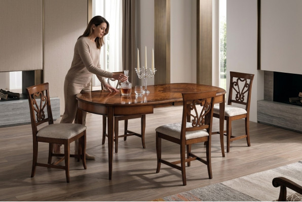 Mesas de comedor italianas Mesa de madera Mesas Muebles Mesa de comedor Estilo antiguo Madera maciza