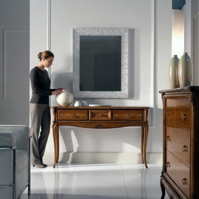 Mesita de noche para consola, mesa auxiliar de dormitorio de diseño moderno en madera marrón.