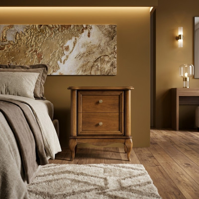 Mesita de noche consola dormitorio mesa auxiliar diseño moderno muebles madera marrón