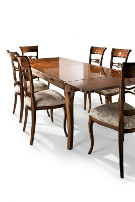 Mesa Mesa de madera Barroco Rococó Comedor Real Mesa de comedor clásica Mesas
