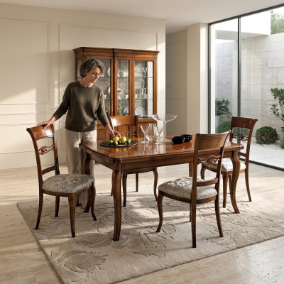 Sillas de comedor de lujo 4x Sillón Silla Madera Marrón Sillas Grupo de muebles de sala de estar
