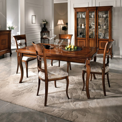 Sillas de comedor de lujo 4x Sillón Silla Madera Marrón Sillas Grupo de muebles de sala de estar