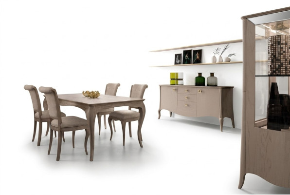 Conjunto clásico de comedor, mesa, silla, cómoda, conjunto de comedor, sillas 6 piezas.