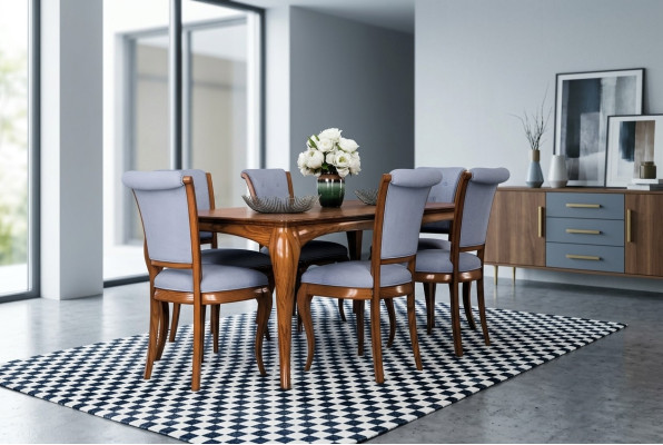 Muebles Grupo de Mobiliario Mesa + Conjunto de 6 Sillas de Comedor de 7 Piezas.