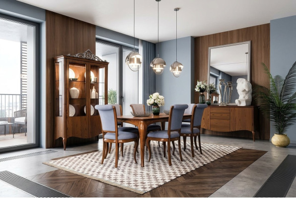 Conjunto de comedor Grupo de comedor Mesa Mesas 9 piezas Juego completo Mesa de comedor 6 sillas Grupo