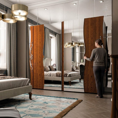 Dormitorio Armario Muebles de madera Barroco Nuevo Armario clásico Armarios