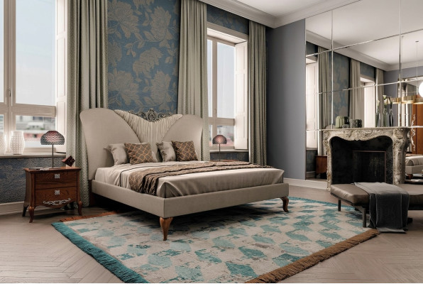 Cama Cama doble Madera maciza Dormitorio Muebles Vaccari cav giovanni Nuevo