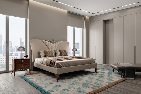 Juego de dormitorio Completo Cama 2x Mesita de noche 3 piezas Set Diseño Lujo Sets completos