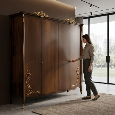 Armario de madera armario armario de madera dormitorio muebles macizos Italia madera maciza