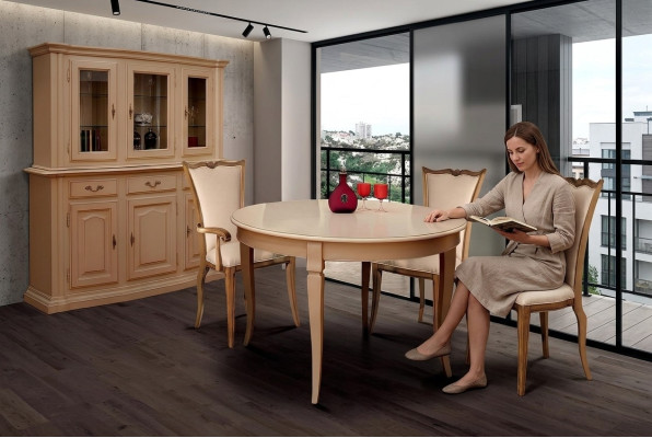 Mesa de comedor Redonda Muebles Mesa de comedor de lujo Redonda Mesa de madera maciza Italia Nueva