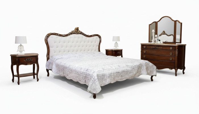 Cama 2x Mesita de noche 3 piezas. Conjunto de dormitorio Diseño Muebles Moderno Lujo Camas Nuevas