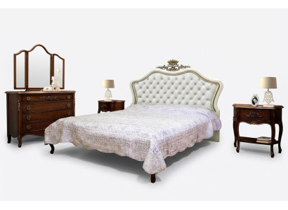 Cama clásica Muebles de lujo Camas Dormitorio Mobiliario Mesilla de noche 2x 3 piezas.